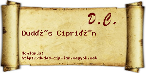 Dudás Ciprián névjegykártya